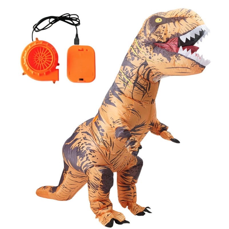 Qshine Adults T-Rex Inflatable Costume Fancy Dinosaur Suit Blow up Stegosaurus Jumpsuit Halloween Cosplay Costume - Image 2